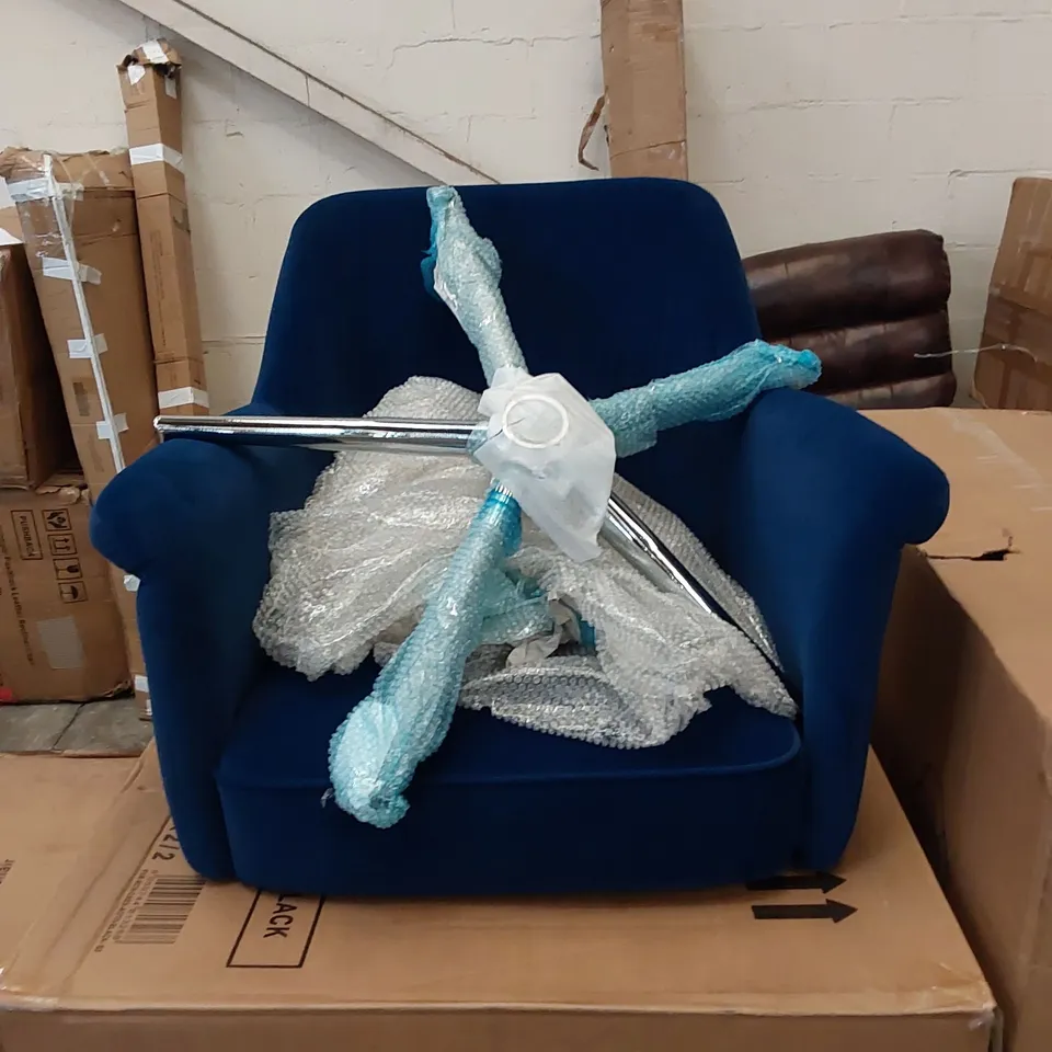 DESIGNER OFFICE UPHOLSTERED BLUE SWIVEL CHAIR 