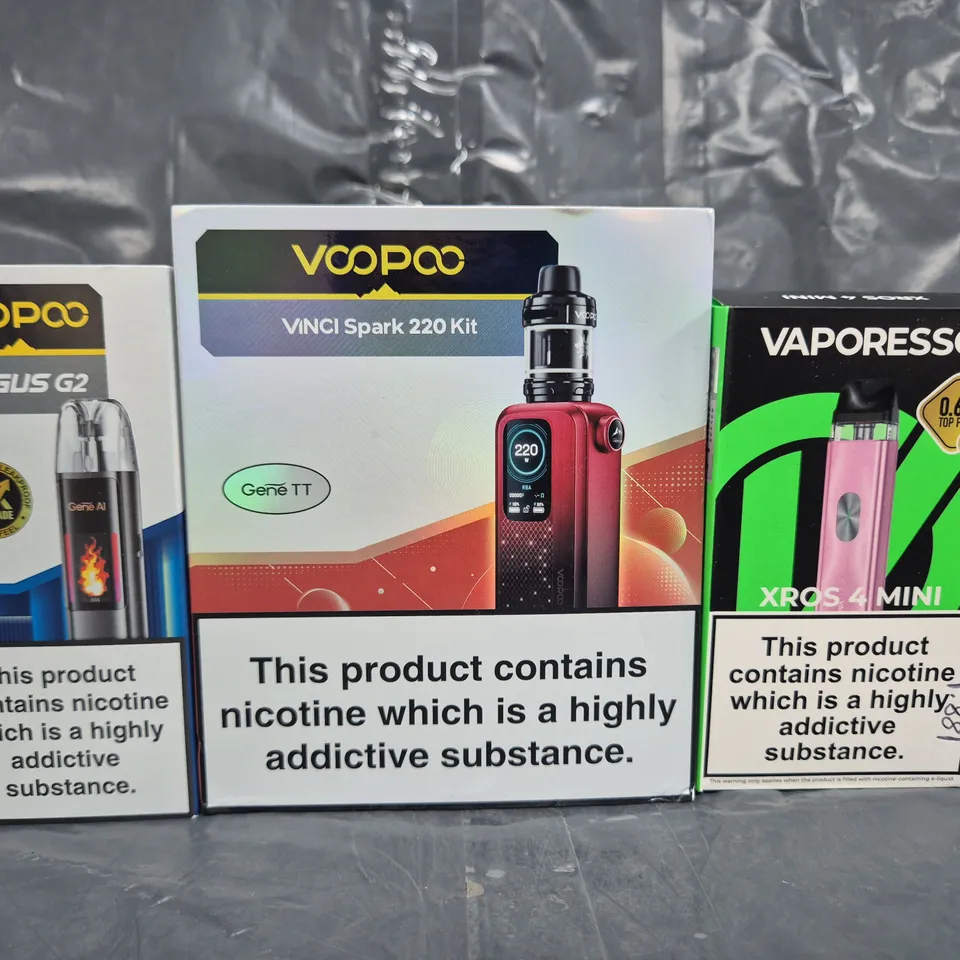 BOX OF APPROXIMATELY 20 ASSORTED VAPING ITEMS AND PRODUCTS TO INCLUDE VAPORESSO, VOOPOO, ETC