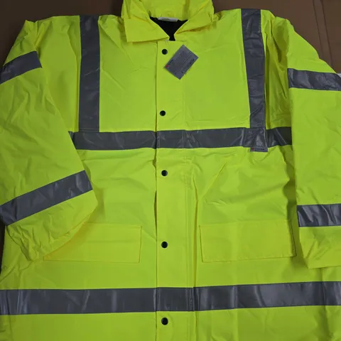 BRAND NEW ZIP THROUGH 3M SCOTCHLITE FLUO YELLOW WORKWEAR COAT - XXXXL