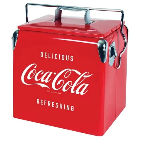 BOXED COCA-COLA RETRO ICE CHEST COOLER BOX WITH BOTTLE OPENER 13L