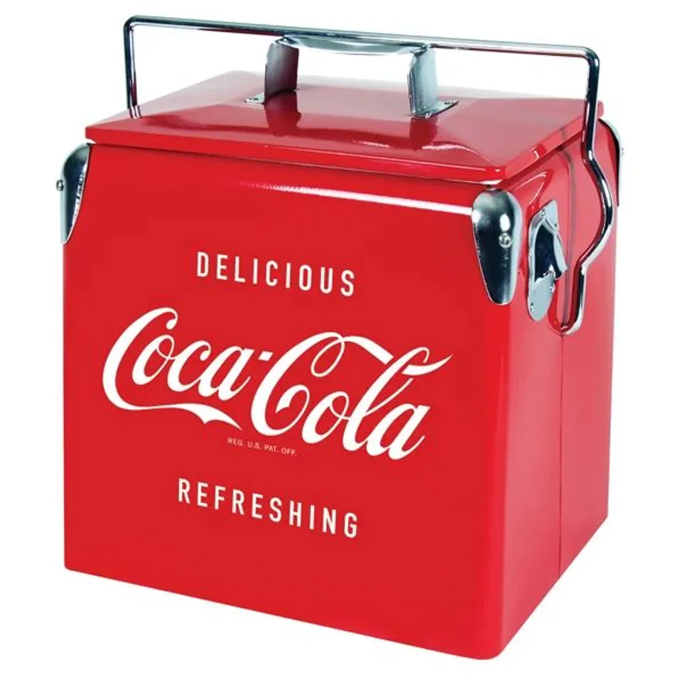 BOXED COCA-COLA RETRO ICE CHEST COOLER BOX WITH BOTTLE OPENER 13L