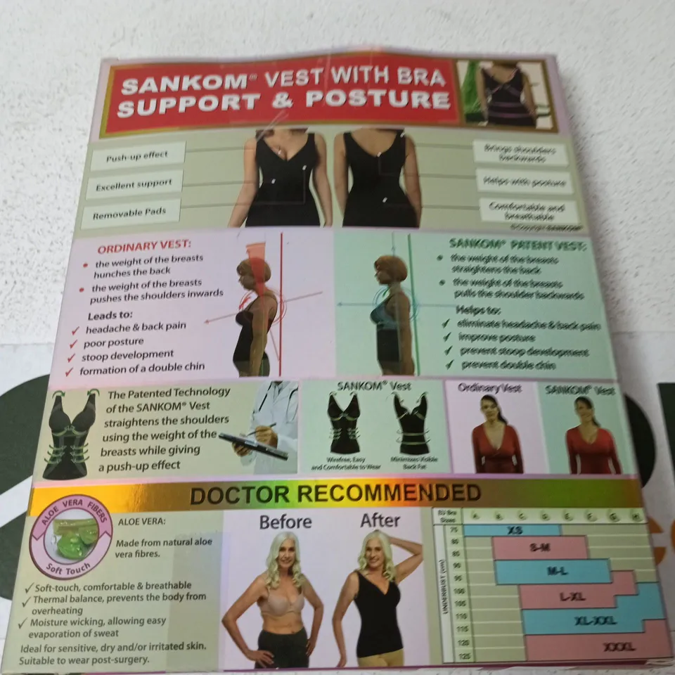 SANKOM VEST WITH BRA SUPPORT & POSTURE – WOMENS BOXED SHAPEWEAR