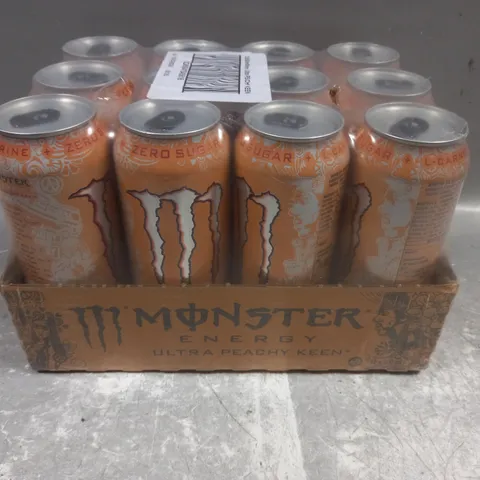 TWELVE 500ML MONSTER ULTRA PEACHY ZERO SUGAR CANS