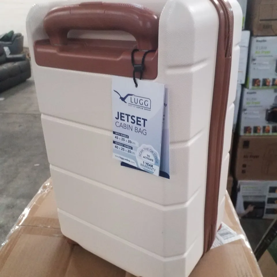 BOXED LUGG 40CM JETSET SUITCASE - CREAM WITH BROWN