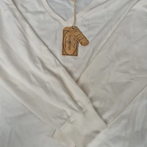 FAT FACE VIENNA V-NECK LONG SLEEVE SWEATSHIRT IN IVORY SIZE UK 12
