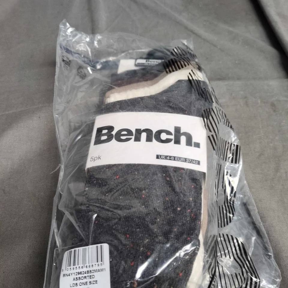 BENCH SOCKS – ASSORTED, UK 4-8, 5 PACK