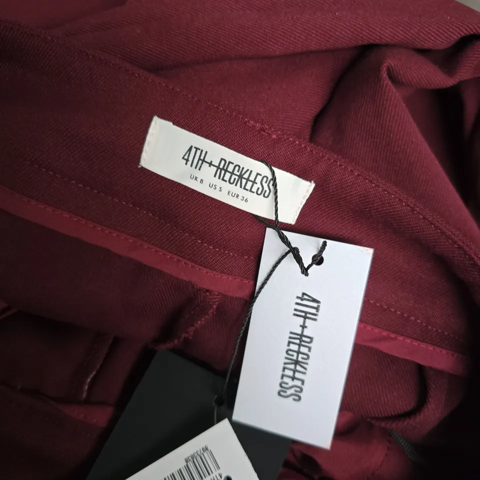 4TH RECKLESS SAWYER TROUSERS IN DARK RED - UK 8