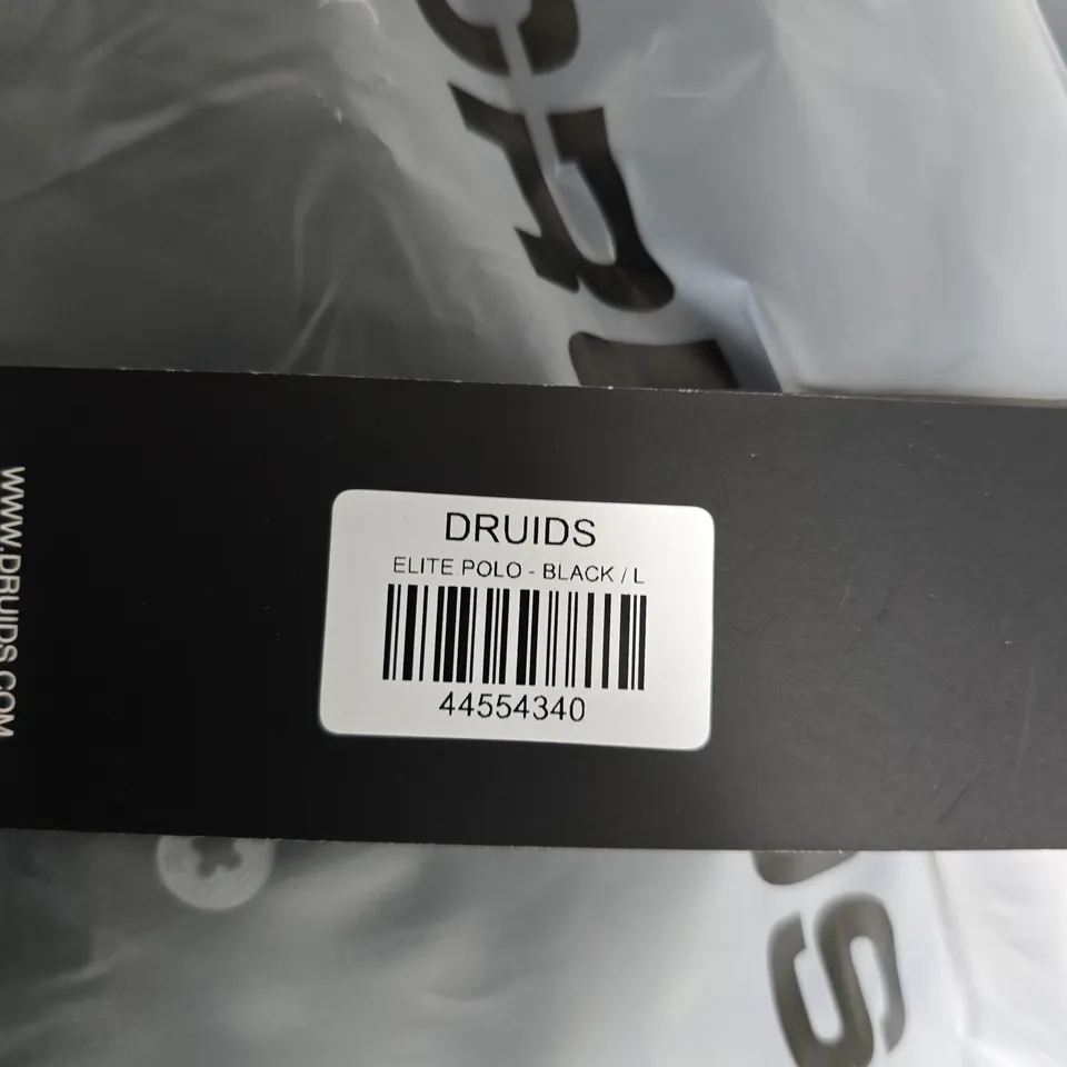 DRUIDS ELITE POLO SHIRT – BLACK, UK SIZE L