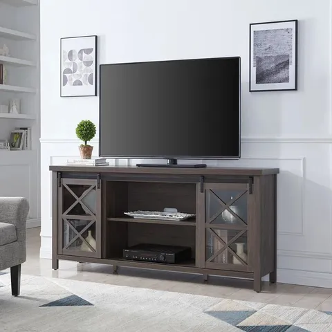 BOXED DARREN TV STAND FOR TV'S UP TO 78" - BROWN (1 BOX)