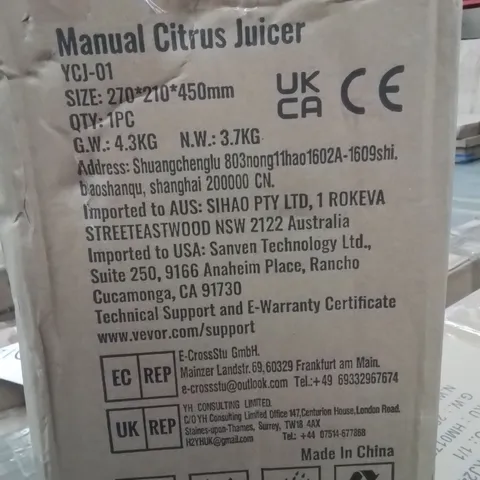 BOXED MANUAL CITRUS JUICER