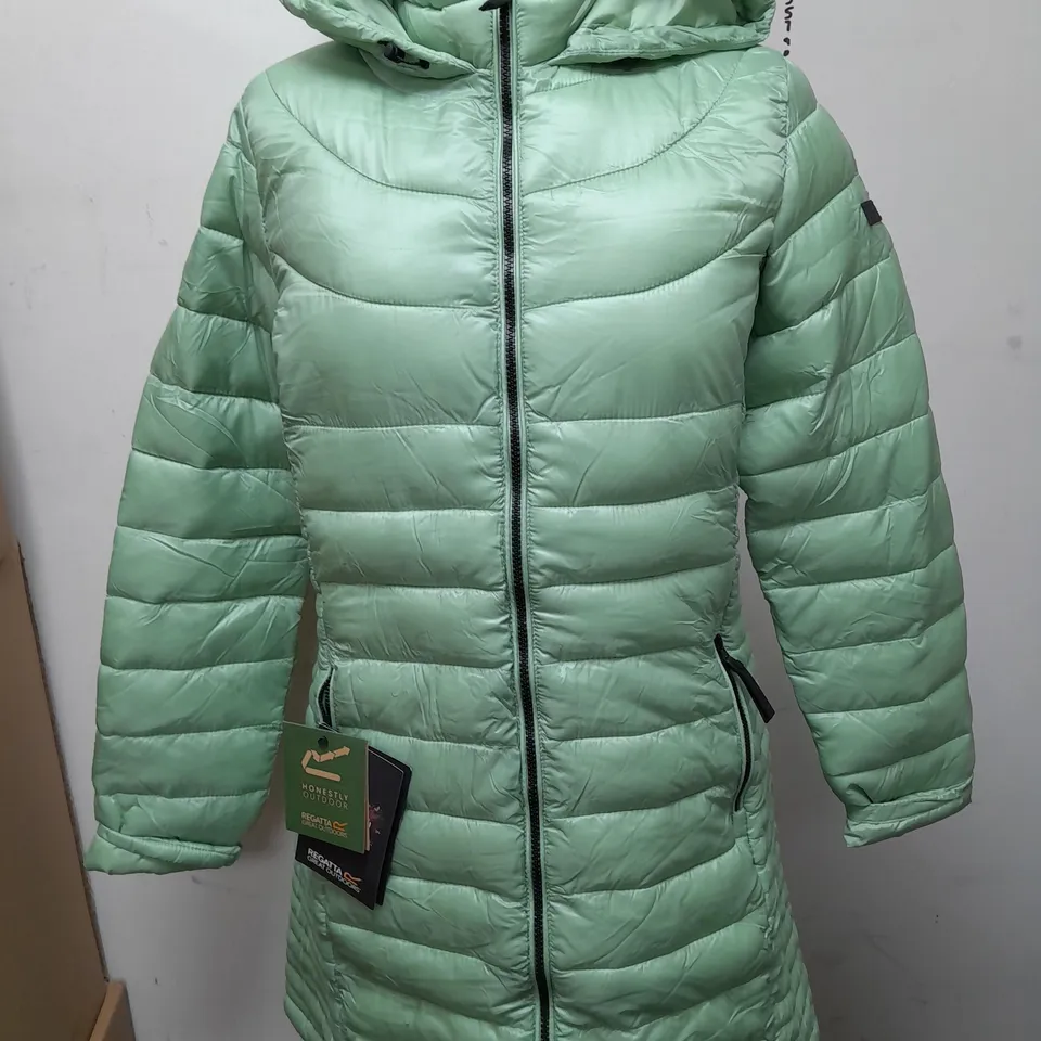 REGATTA ANDEL 3 HOODED ZI THROUGH COAT IN QUIET GREEN - UK 12