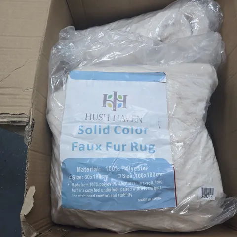 BOX OF 3 X HUSH HAVEN SOLID COLOUR FAUX FUR RUG