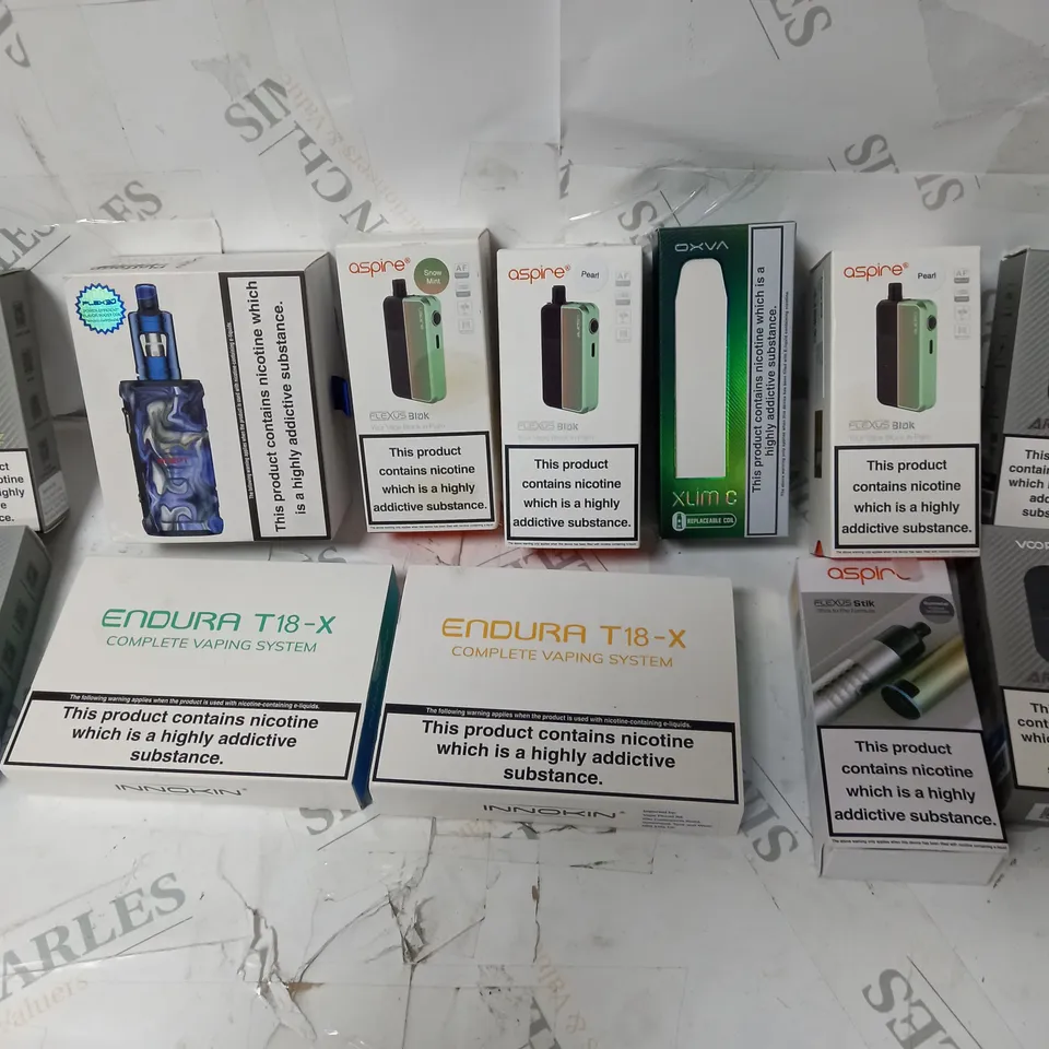 APPROXIMATELY 12 ASSORTED VAPES INCLUDING VOOPOO, ASPIRE, INNOKIN