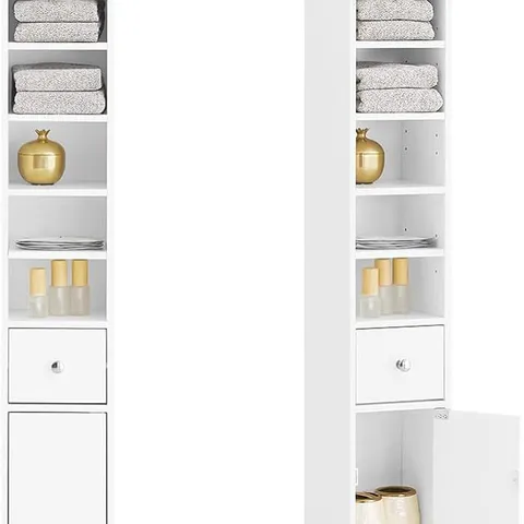 BOXED SOBUY 20cm W X 180cm H TALL BATHROOM CABINET - WHITE // BZR34-W (1 BOX)
