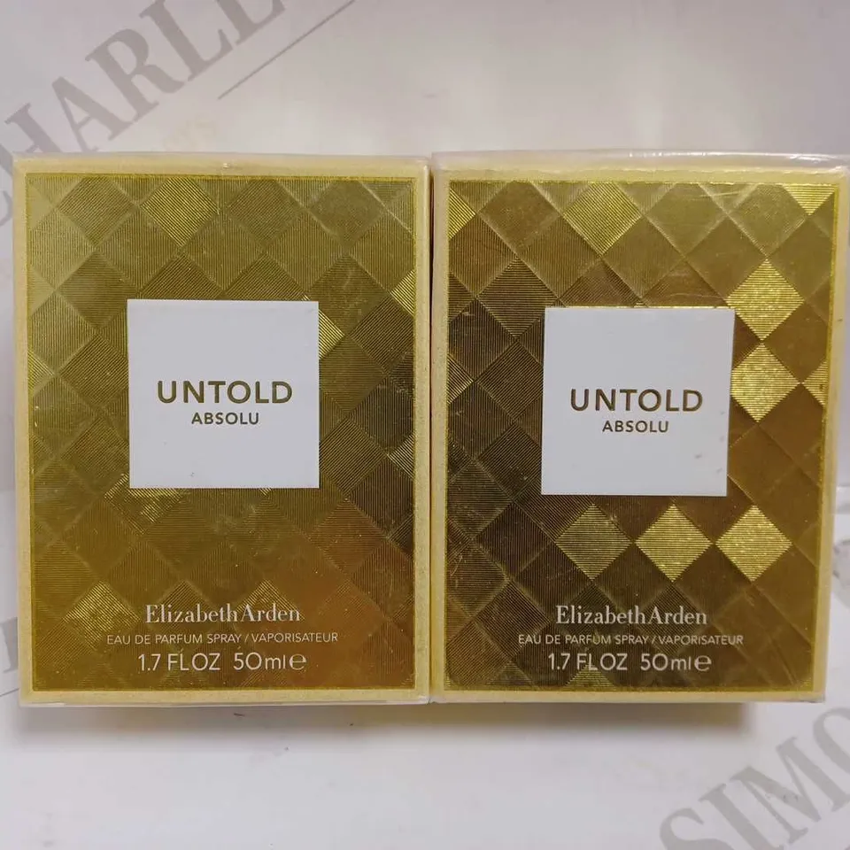 LOT OF 2 X 50ML ELIZABETH ARDEN UNTOLD ABSOLU EAU DE PARFUM