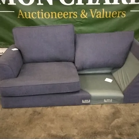 QUALITY BRITISH DESIGNER LIGHT BLUE FABRIC CORNER GROUP SOFA SECTION