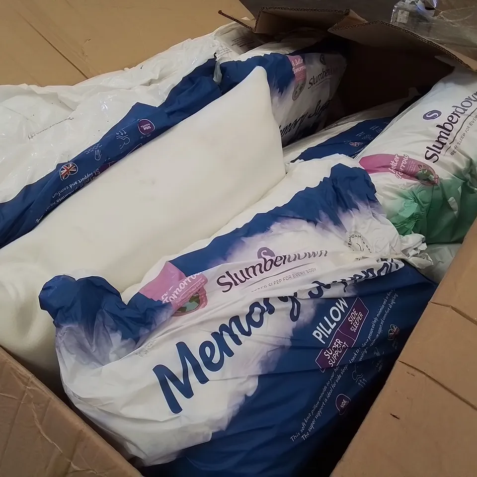 TWO LARGE BOXES OF ASSORTED BAGGED AND LOOSE PILLOWS 