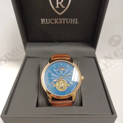 RUCKSTUHL CHRONOGRAPH WATCH WITH LEATHER BRACELET STRAP WRISTWATCH