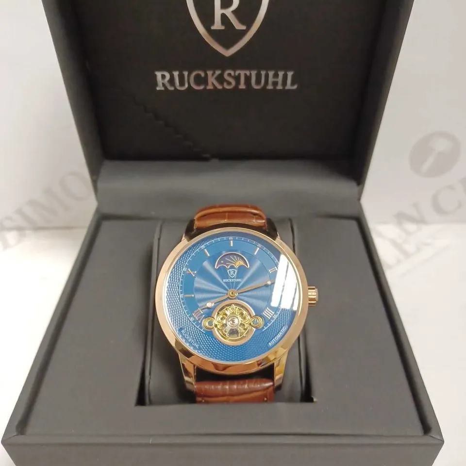RUCKSTUHL CHRONOGRAPH WATCH WITH LEATHER BRACELET STRAP WRISTWATCH