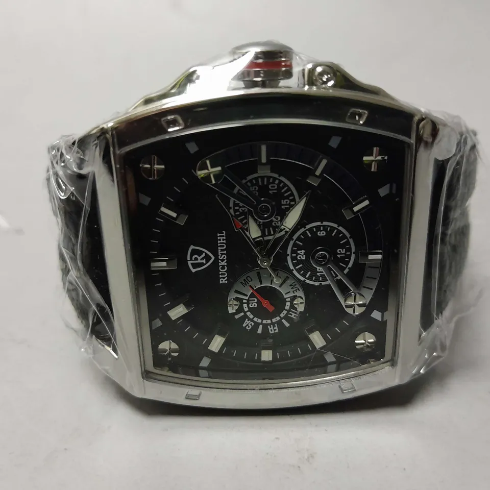 MEN’S RUCKSTUHL R300 CHRONOGRAPH WATCH –  MULTI FUNCTION DIAL  -3ATM WATER RESISTANT – LEATHER STRAP 