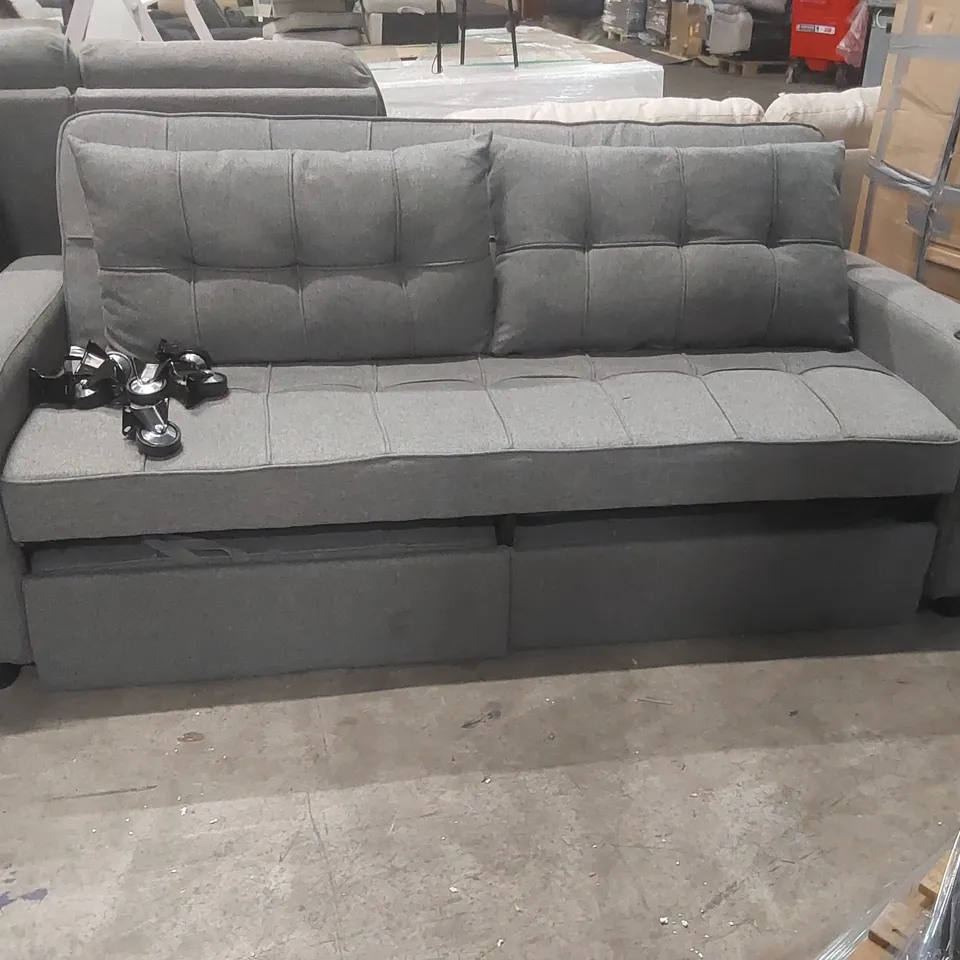 QUALITY DESIGNER 3 SEATER FABRIC UPHOLSTERED SOFA BED 