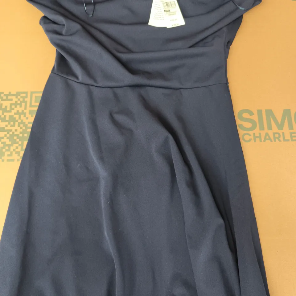 QUIZ SCUBA CREPE OFF SHOULDER SKATER DRESS IN NAVY SIZE 16