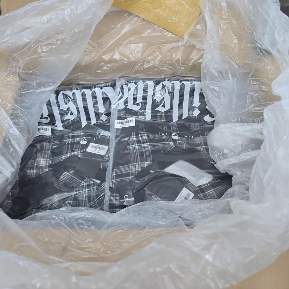 LOT OF APPROXIMATELY 38 BRAND NEW KILLSTAR BANISHEE ECHO TARTAN DRESSES - VARIOUS SIZES