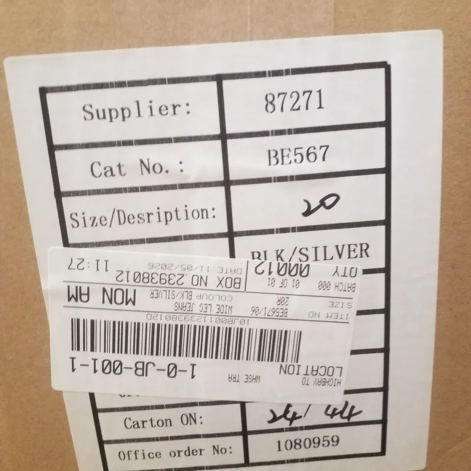 BOX CONTAINING APPROXIMATELY 12 BRAND NEW SIMPLY BE SILVER METALLIC COATED WIDE LEG JEANS - SIZE 20R