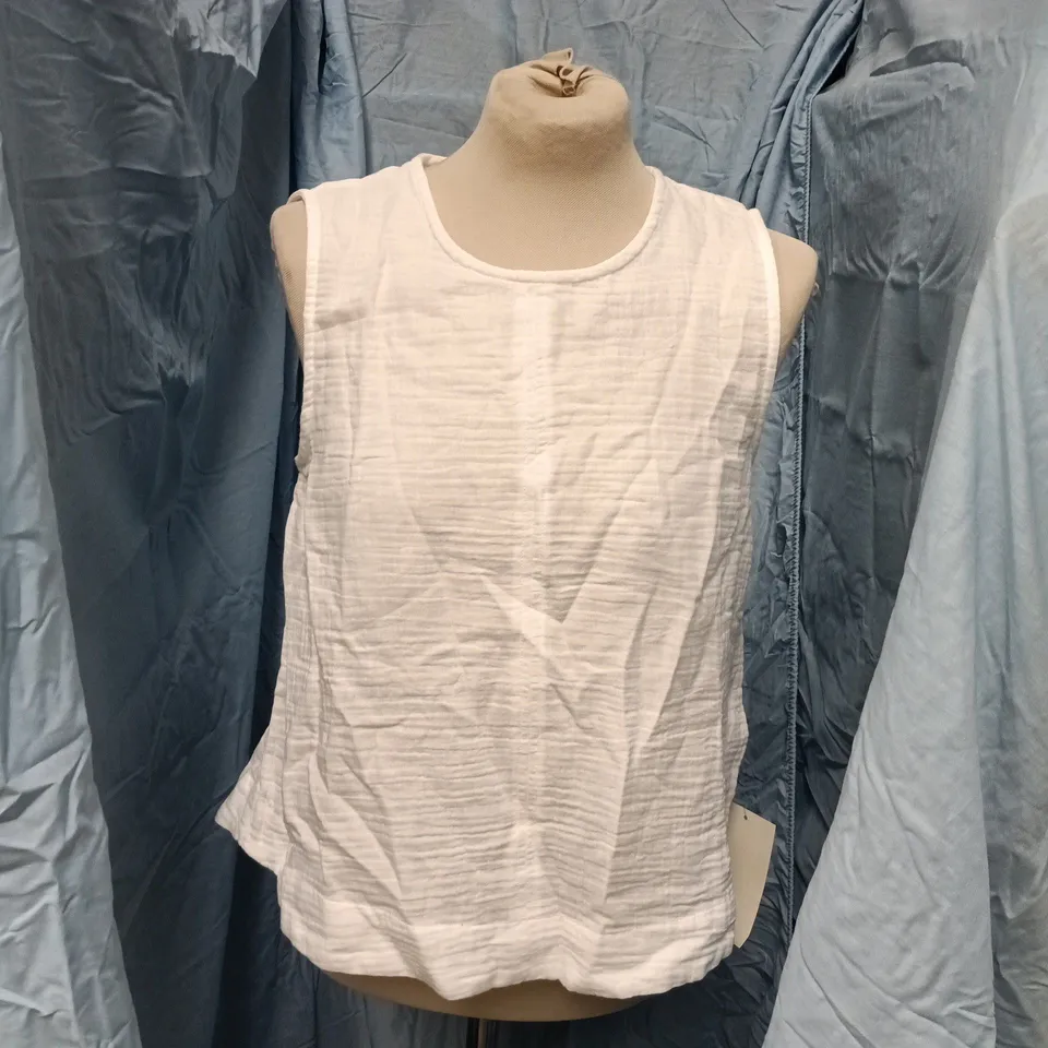 NOBODY'S CHILD SHIRTING TOP DOUBLE GAUZE – WHITE, UK 10 (EU 38, USA 6)