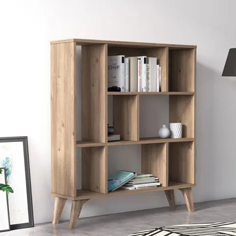 BOXED FRAME BOOKCASE, STANDING BOOKSHELF WITH 8 SHELVES