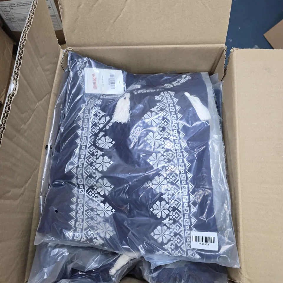 BOX OF APPROXIMATELY 20 TAMSY EMBROIDERED TUNICS NAVY - SIZES MAY VARY