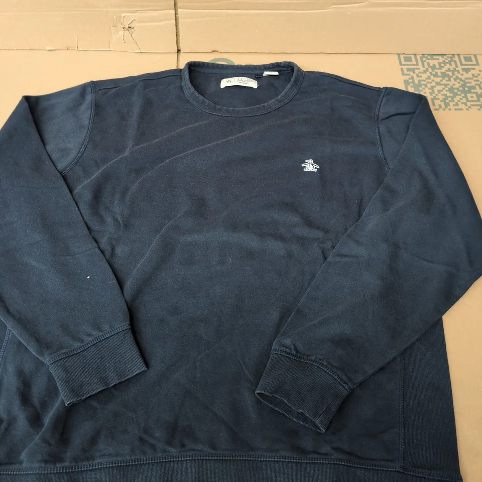 ORIGINAL PENGUIN COTTON CREW NECK SWEATER IN NAVY - XXL