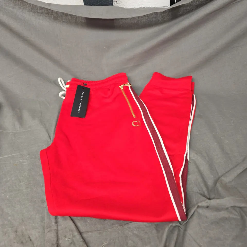 CRIMINAL DAMAGE WISE JOGGER IN RED/BURGUNDY SIZE XXL