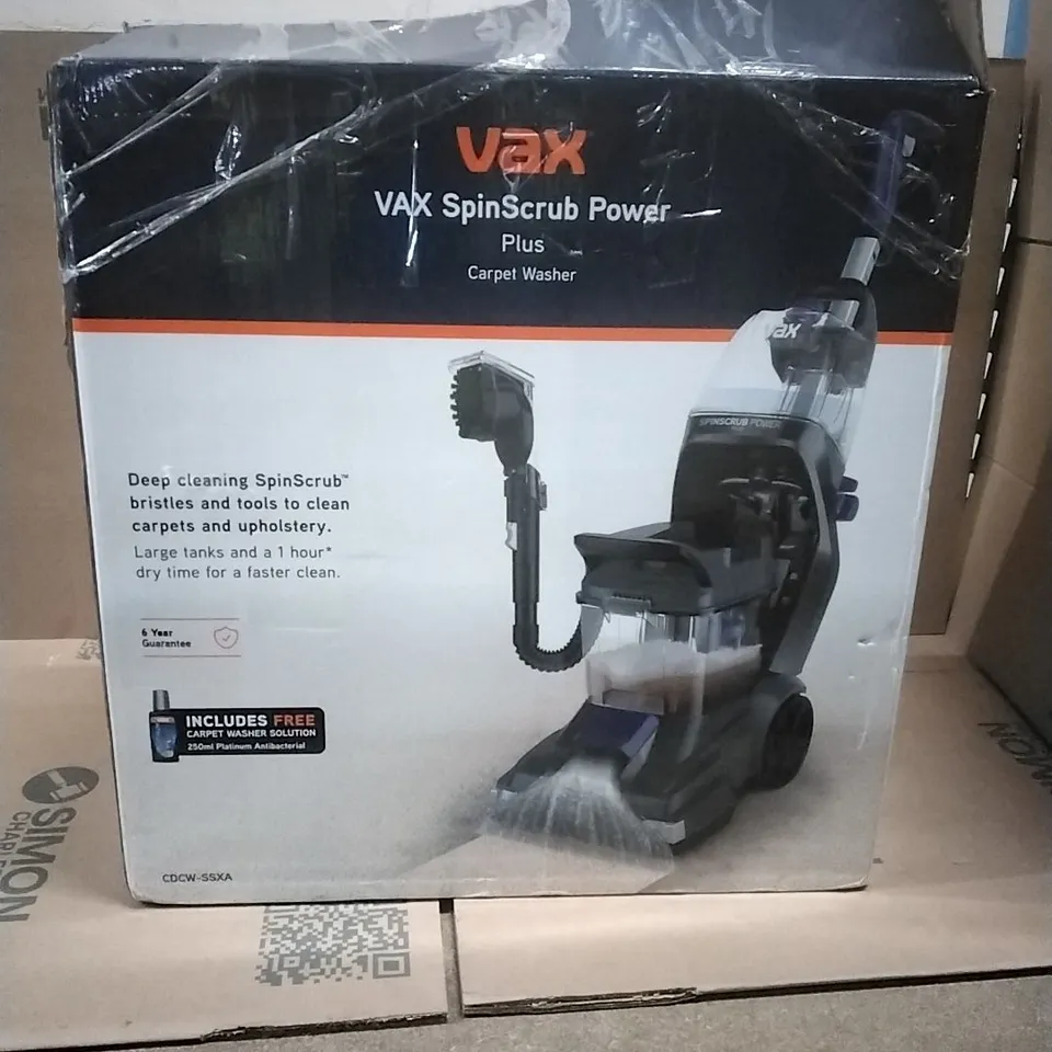 BOXED VAX SPINSCRUB POWER PLUS CARPET CLEANER UPRIGHT CDCW-SSXA BOX IMPERFECTION