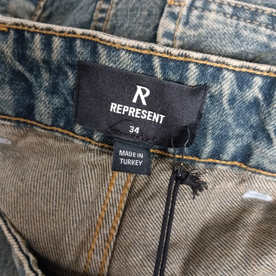 REPRESENT R3 DRIVE DENIM JEANS IN TOBACCO BLUE - SIZE 34
