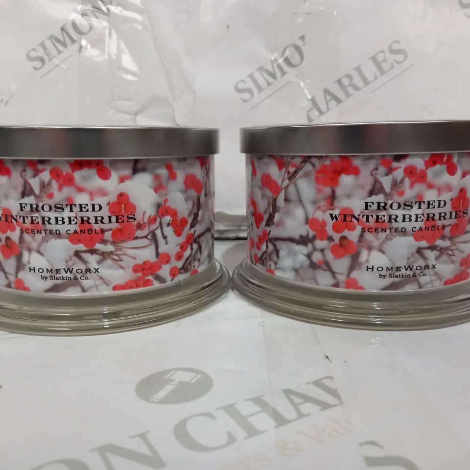 BOXED 2 X HOMEWORK FROSTED WINTERBERRIES SCENTED CANDLE