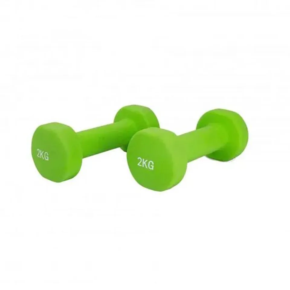 BOXED SET OF 2 X 2KG DUMBBELLS IN GREEN