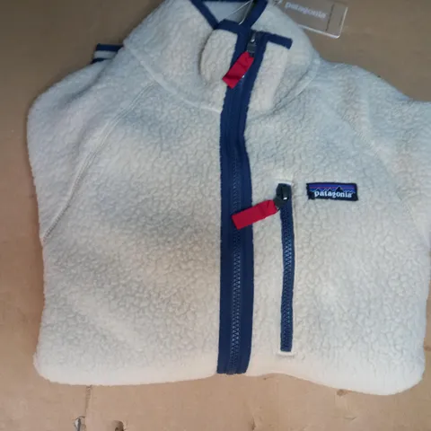 PATAGONIA ZIP UP FLEECE IN BEIGE/BLUE/RED SIZE M