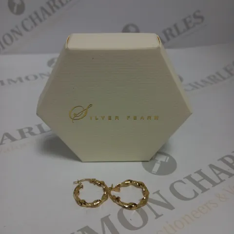 SILVER FEARN TWISTED HOOP GOLD EFFECT EARRINGS