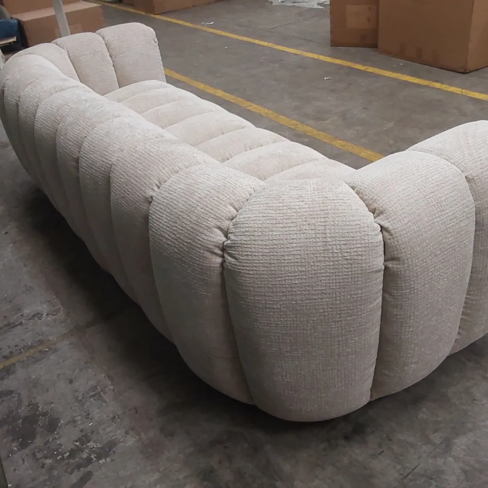 QUALITY DESIGNER DISKA MAXI GRAND 4 SEATER GLAM BLOCK FABRIC SOFA - NATURAL
