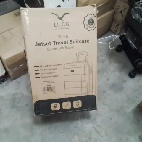 BOXED LUGG - 20INCH JETSET TRAVEL SUITCASE CREAM & BROWN
