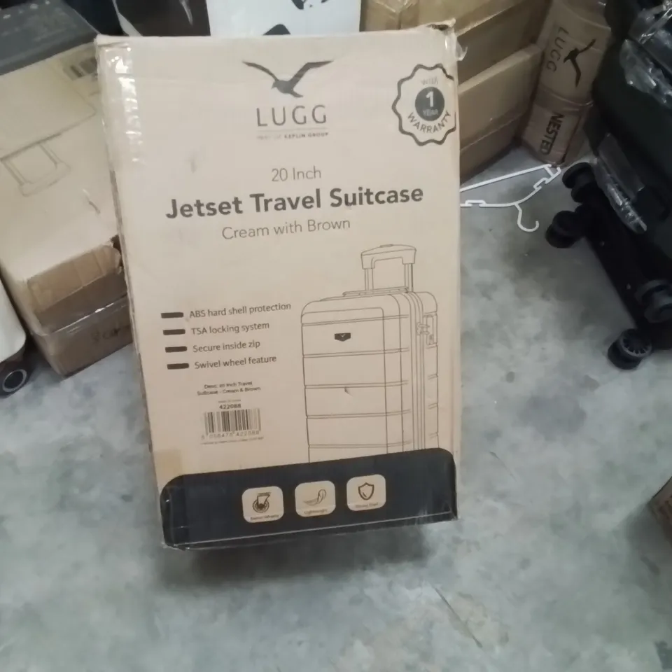 BOXED LUGG - 20INCH JETSET TRAVEL SUITCASE CREAM & BROWN
