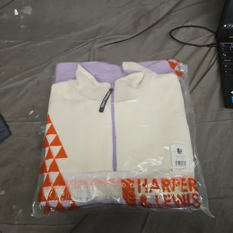 HARPER & LEWIS ONE EIGHTY 1/4 ZIP FLEECE (HLF51) – CREAM & LAVENDER, SIZE M