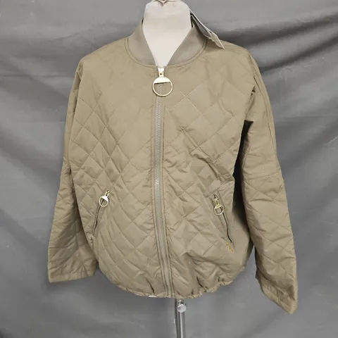 BARBOUR INTENATIONAL EMLYN QUILT JACKET IN KHAKI SIZE 16