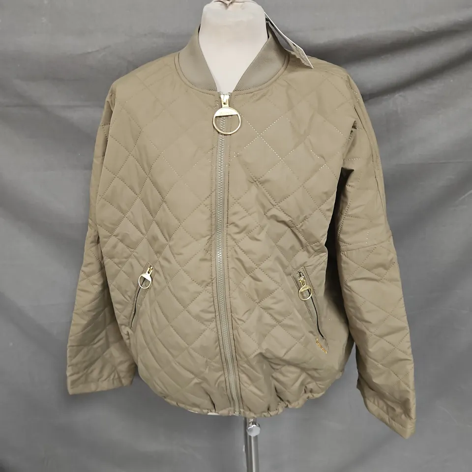 BARBOUR INTENATIONAL EMLYN QUILT JACKET IN KHAKI SIZE 16
