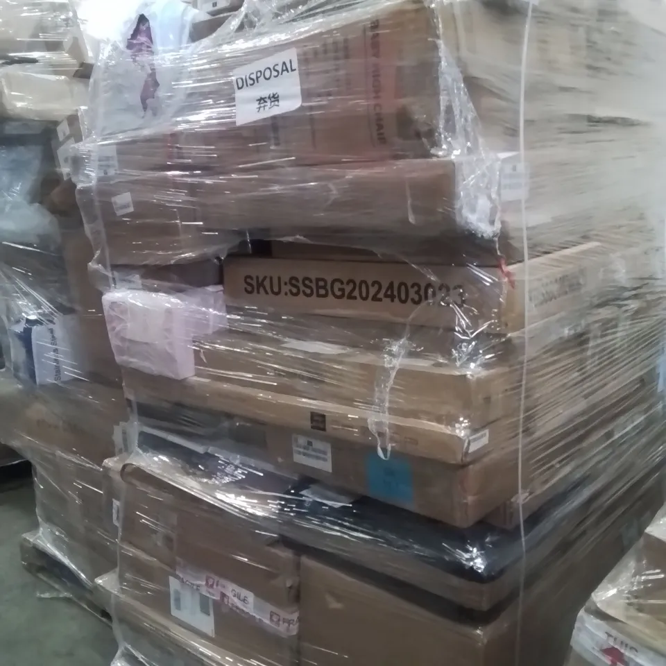 PALLET OF ASSORTED HOUSEHOLD GOODS AND PRODUCTS TO INCLUDE;CASSEROLE SET,BABY DOLL,STORAGE BOX