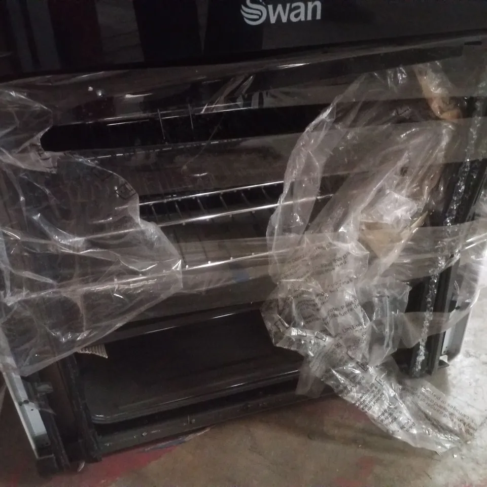 SWAN SX16720W 60CM WIDE TWIN CAVITY ELECTRIC COOKER WITH CERAMIC HOB