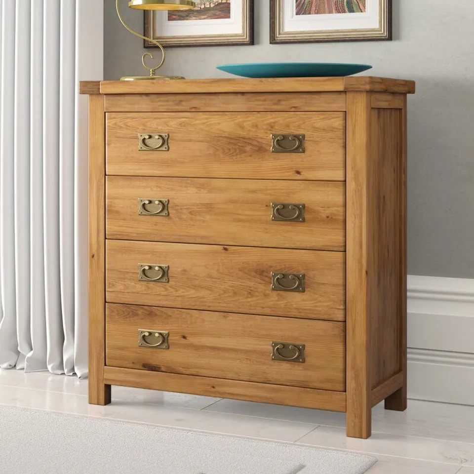 BOXED CARRIAGE HILL 4 DRAWER ANTIQUE LACQUER CHEST OF DRAWERS 95X90X40CM
