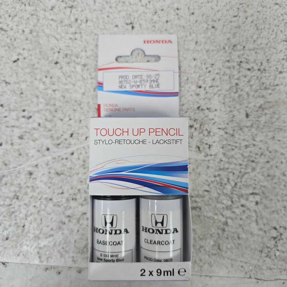 HONDA TOUCH-UP PENCIL KIT – BASECOAT & CLEARCOAT (NEW SPORTY BLUE), 2X9ML (GENUINE PARTS)