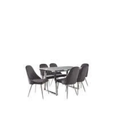 BOXED GRADE 1 IVY MARBLE EFFECT RECTANGLE DINING TABLE SET (4 BOXES)